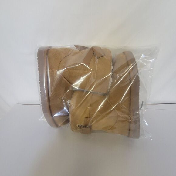 Koolaburra By Ugg Size 1 Bow Brown Suede Fur Kids Pull On Boots - Picture 7 of 7